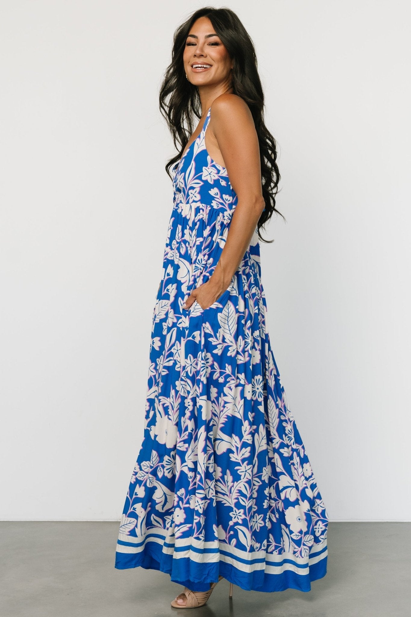 Atalanta Back Tie Maxi Dress | Blue Print - Baltic Born