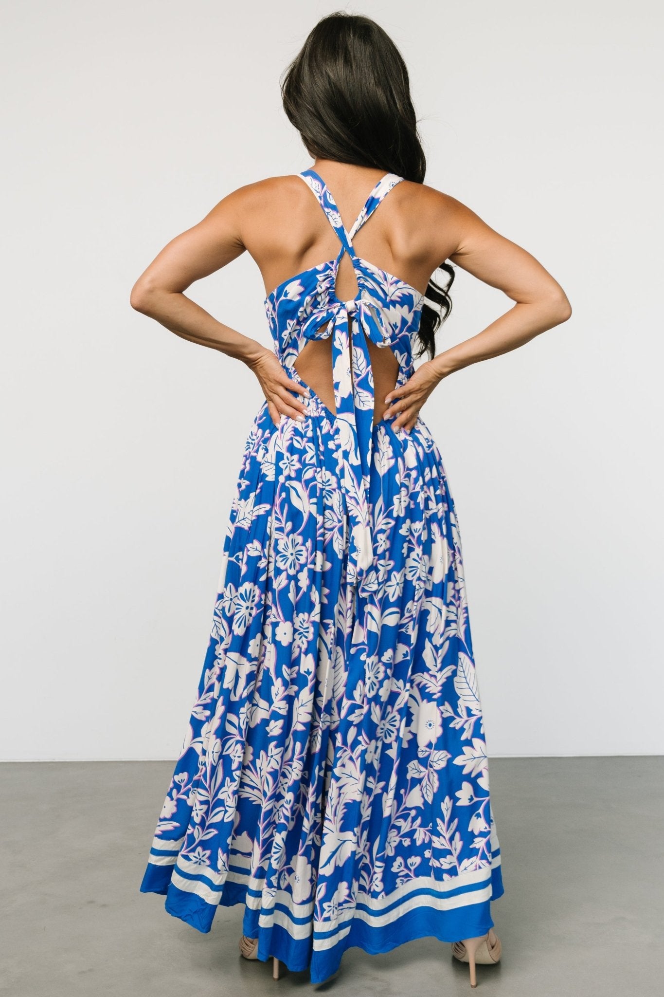 Atalanta Back Tie Maxi Dress | Blue Print - Baltic Born