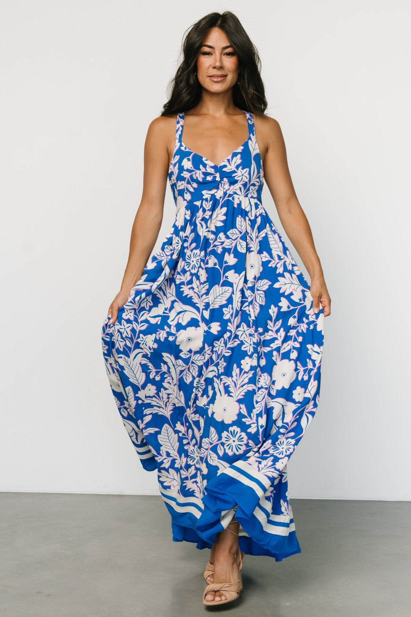 Atalanta Back Tie Maxi Dress | Blue Print - Baltic Born