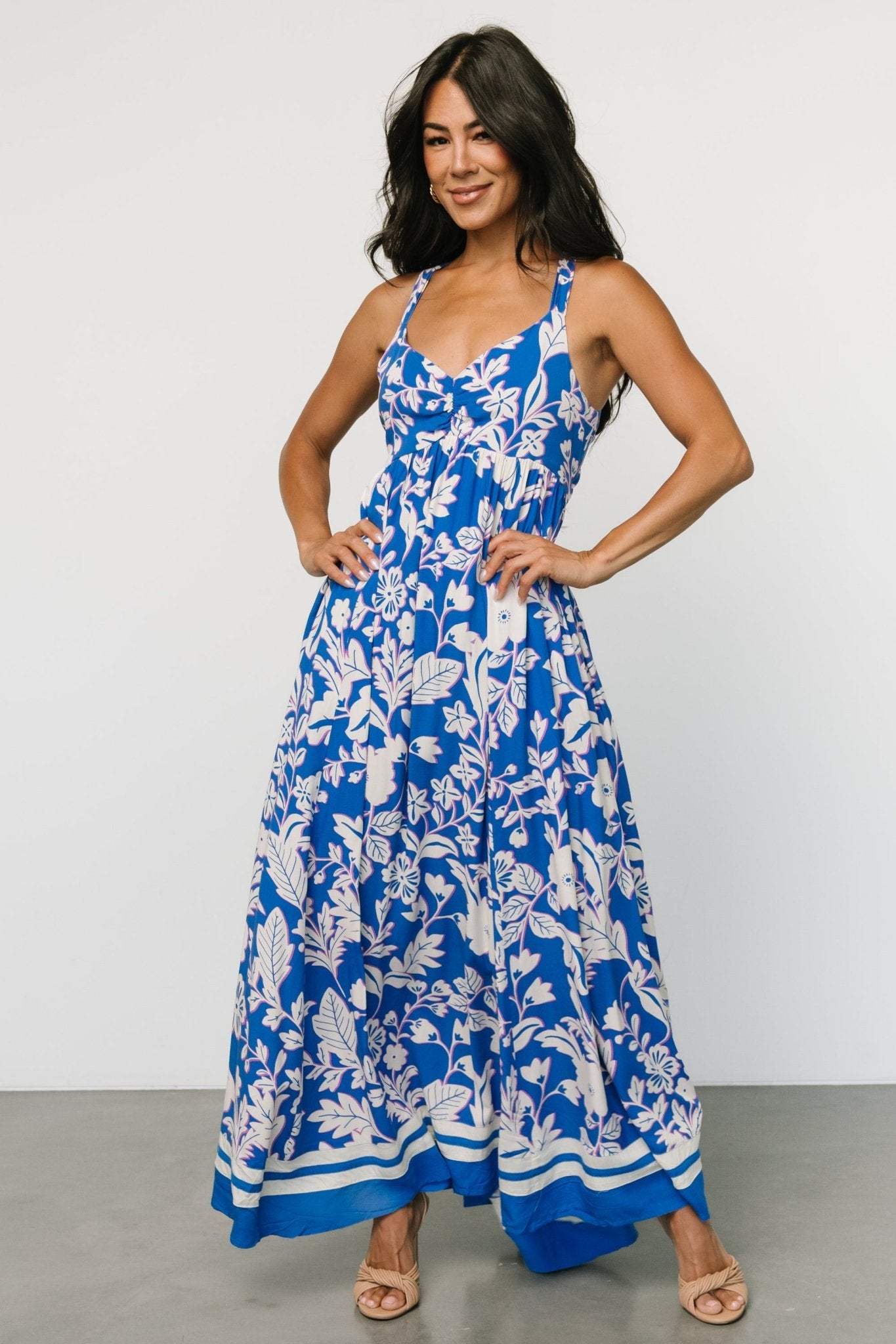 Atalanta Back Tie Maxi Dress | Blue Print - Baltic Born