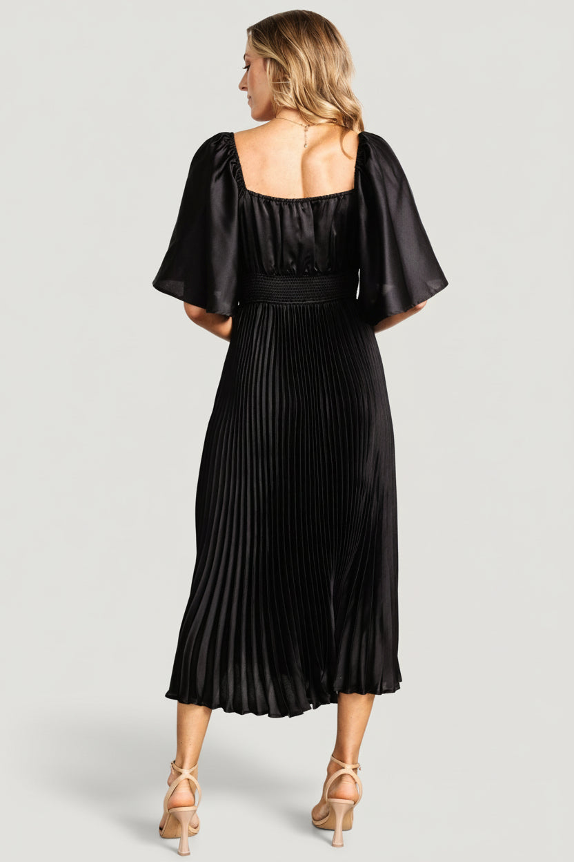 Aubree Pleated Dress | Black