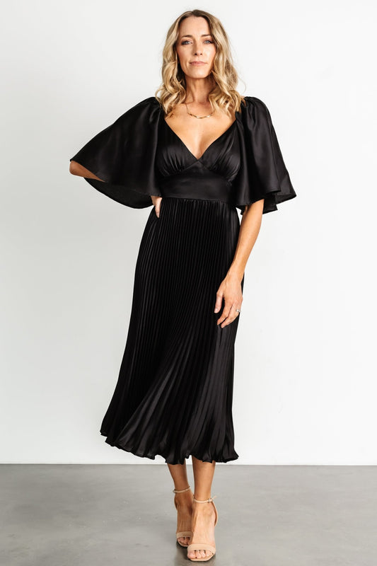 Aubree Pleated Dress | Black - Baltic Born