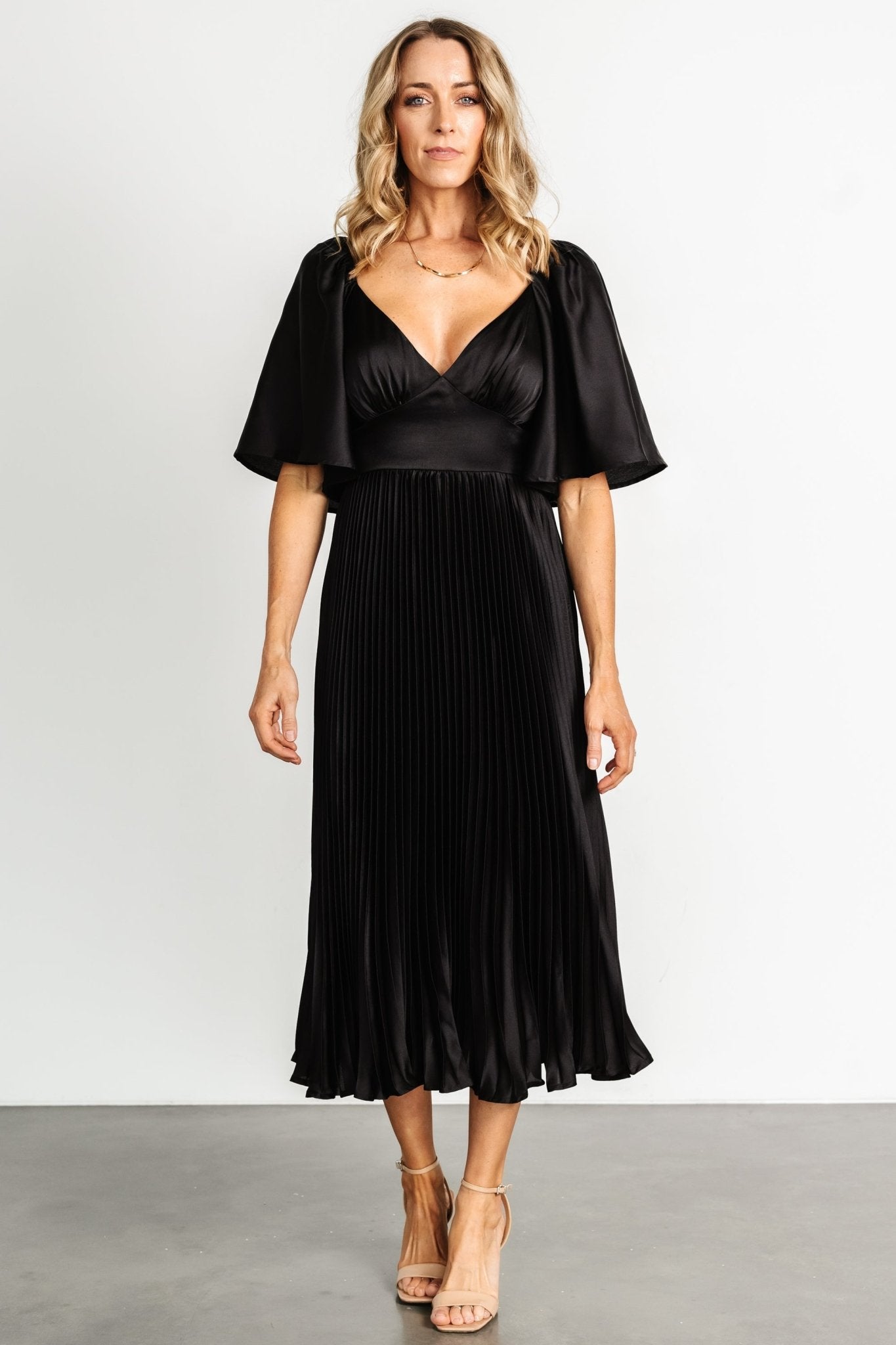 Aubree Pleated Dress | Black - Baltic Born