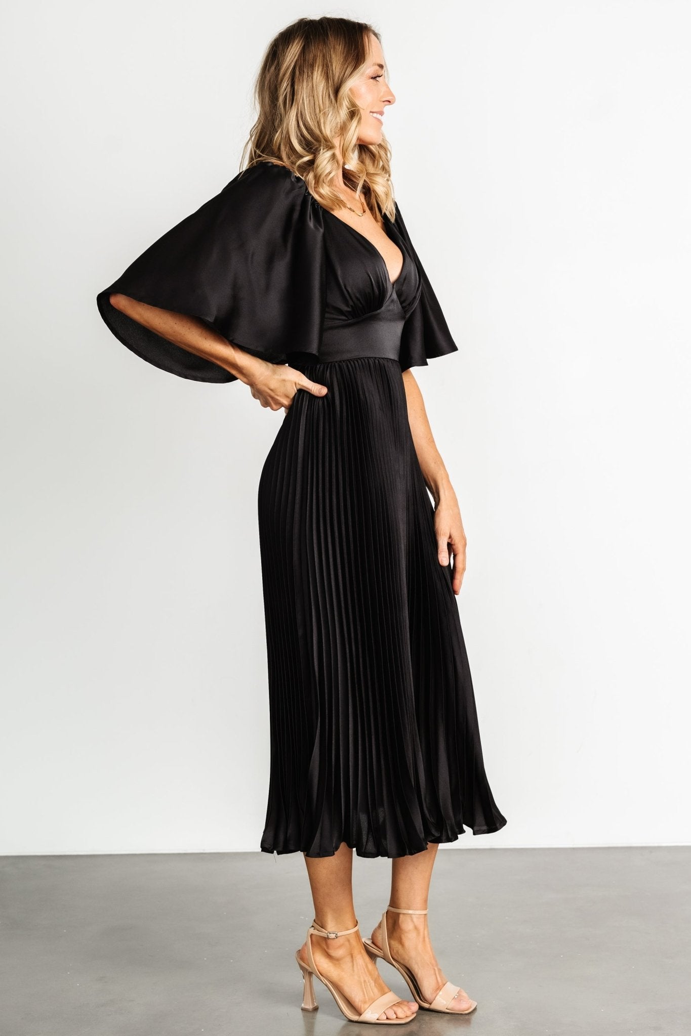 Aubree Pleated Dress | Black - Baltic Born