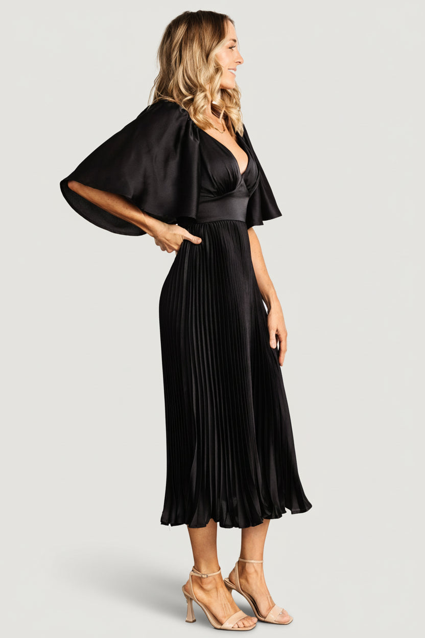 Aubree Pleated Dress | Black