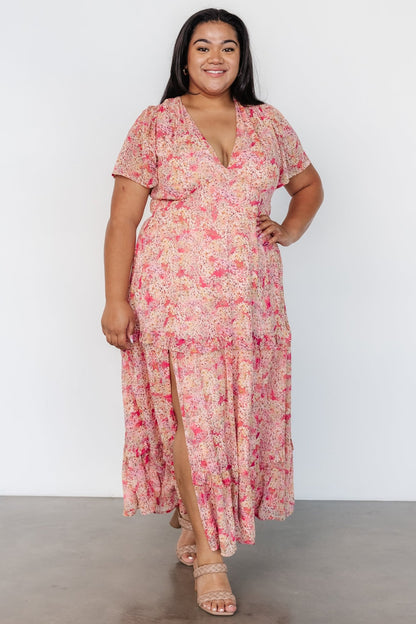 Audrey Deep V Maxi Dress | Blush Floral - Baltic Born