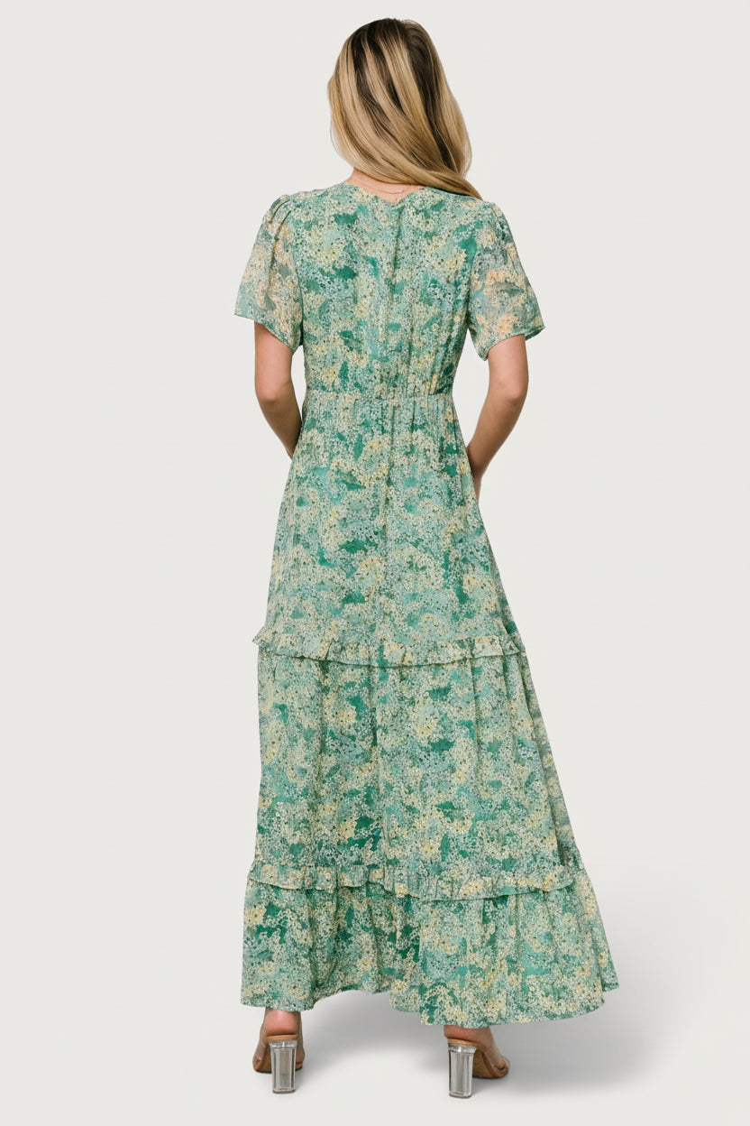 Baltic Born Womens Audrey Deep V Maxi Dress | Green Floral | Size: XS Baltic Born Womens Audrey Deep V Maxi Dress | Green Floral | Size: XS