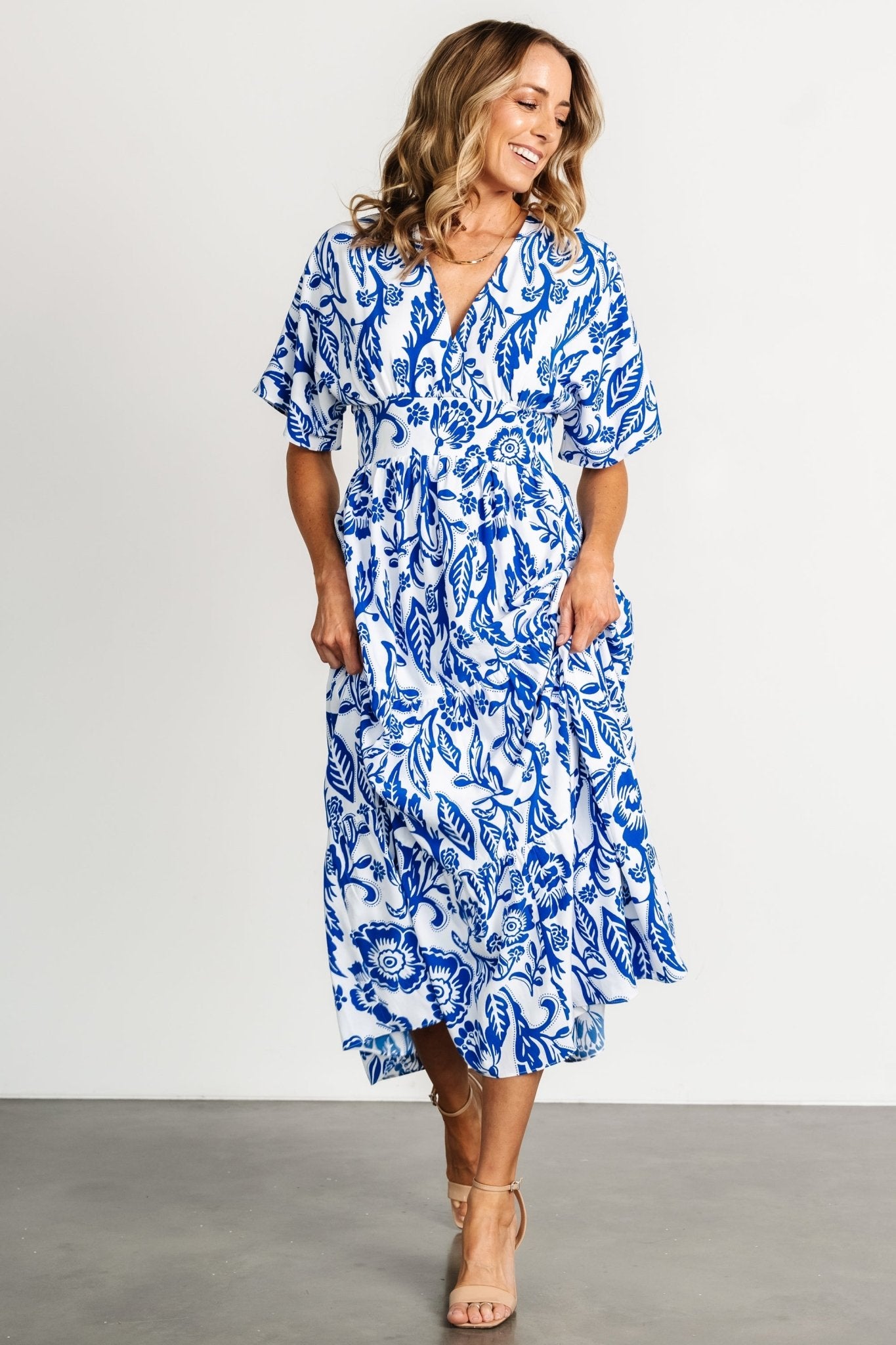 Austin Kimono Dress | Cobalt Print - Baltic Born