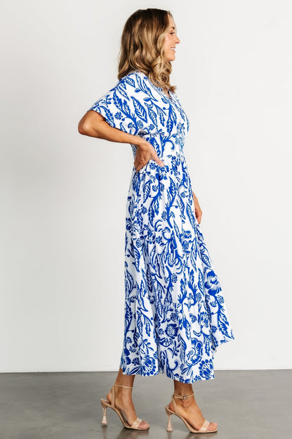 Austin Kimono Dress | Cobalt Print - Baltic Born