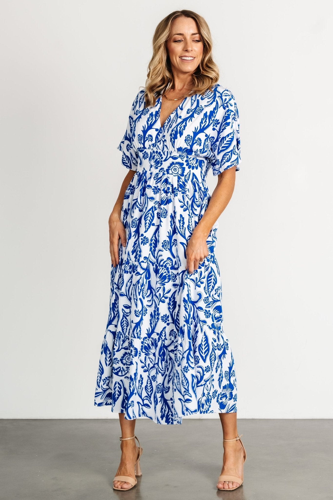 Austin Kimono Dress | Cobalt Print - Baltic Born