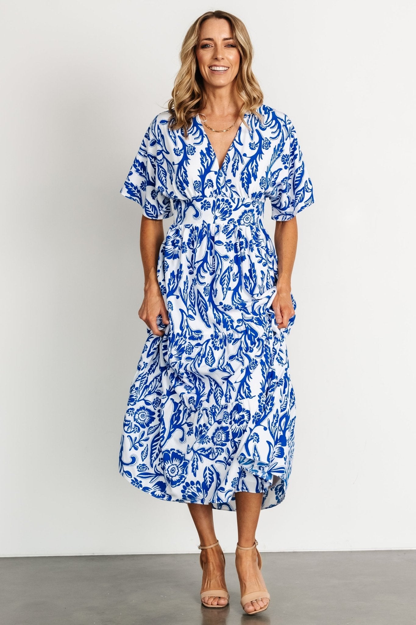 Austin Kimono Dress | Cobalt Print - Baltic Born