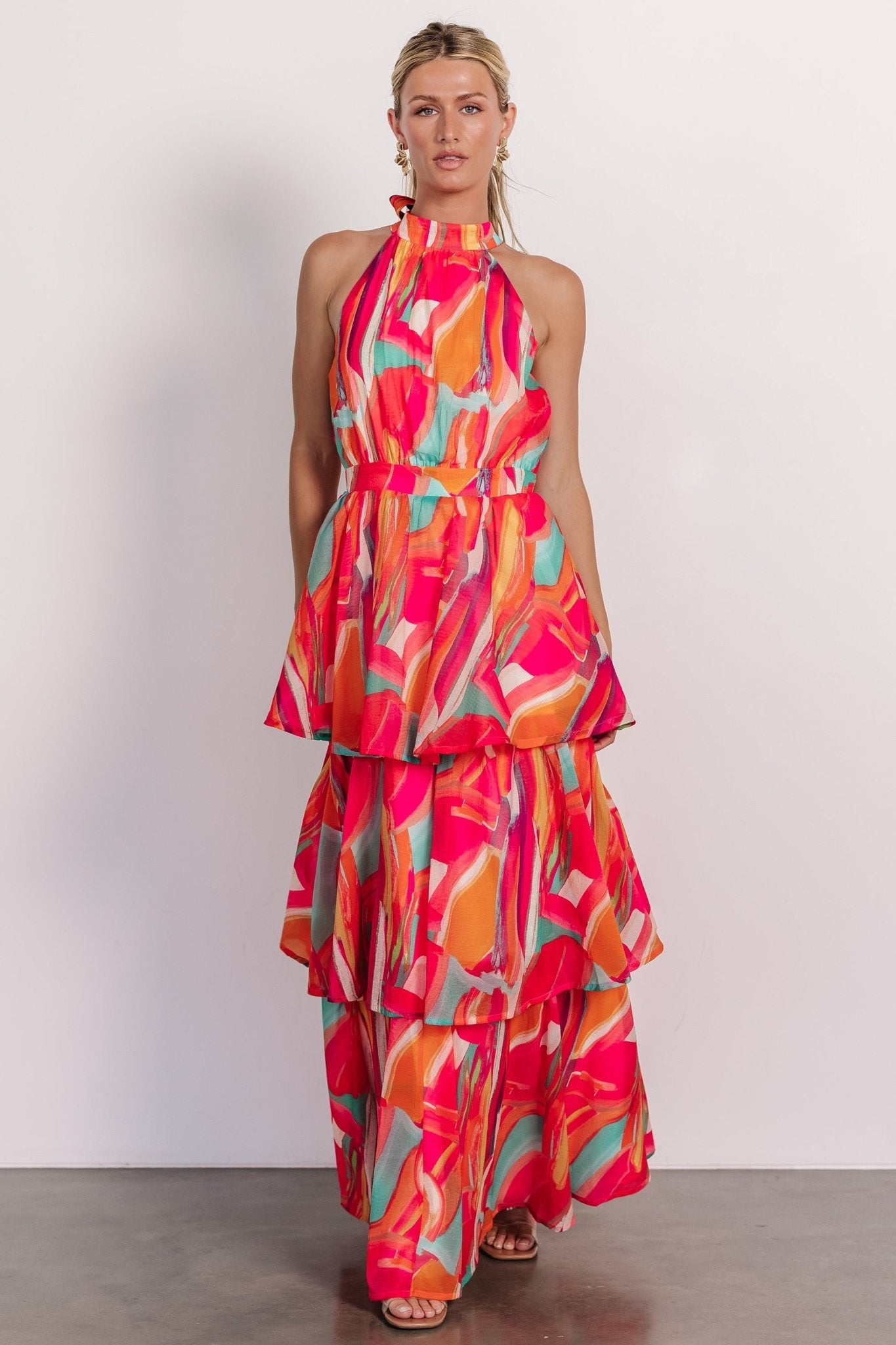 Autumn Halter Maxi Dress | Fuchsia Multi - Baltic Born