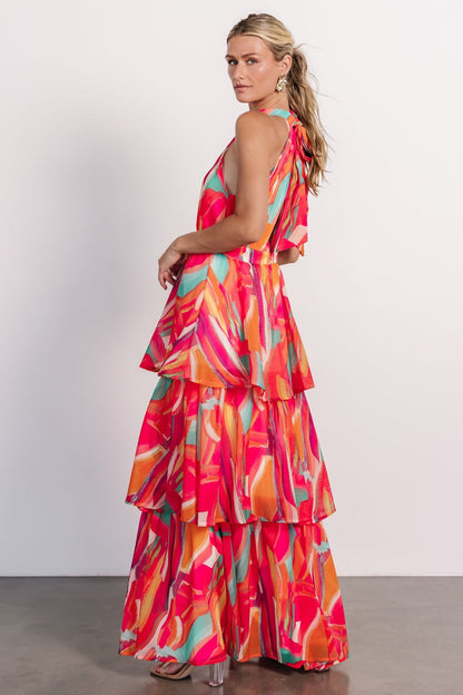 Autumn Halter Maxi Dress | Fuchsia Multi - Baltic Born