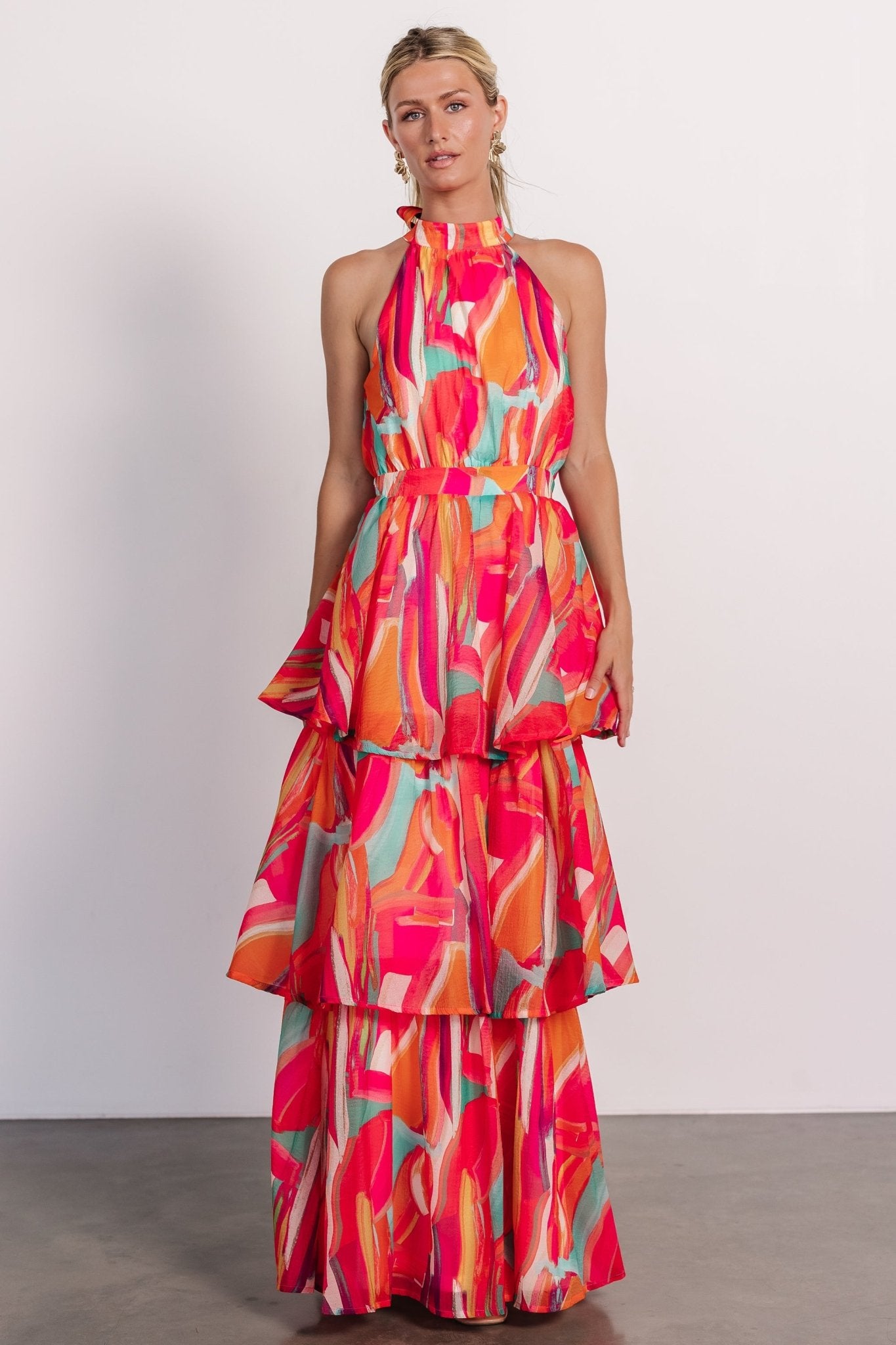 Autumn Halter Maxi Dress | Fuchsia Multi - Baltic Born