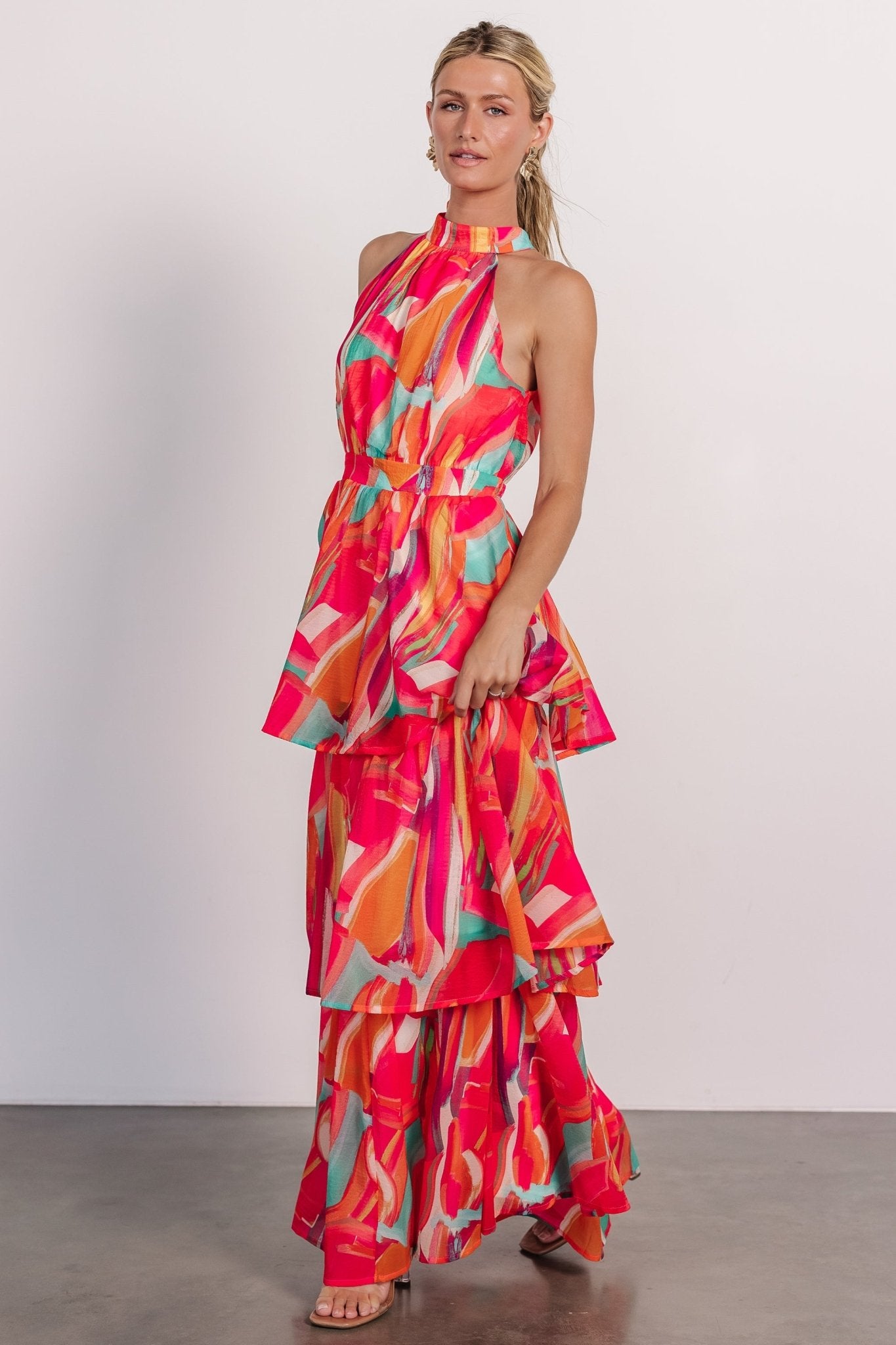 Autumn Halter Maxi Dress | Fuchsia Multi - Baltic Born