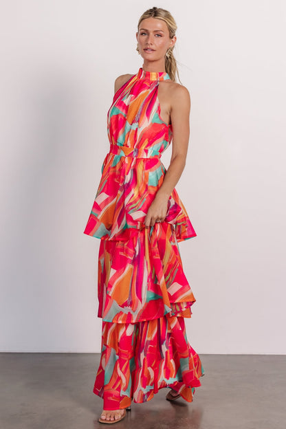 Autumn Halter Maxi Dress | Fuchsia Multi - Baltic Born