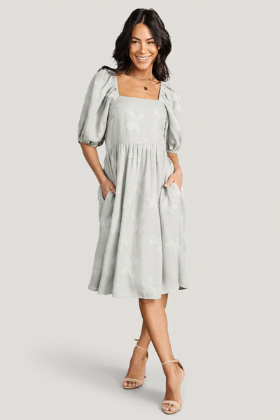 Avery Short Dress Sage Smocked Mini