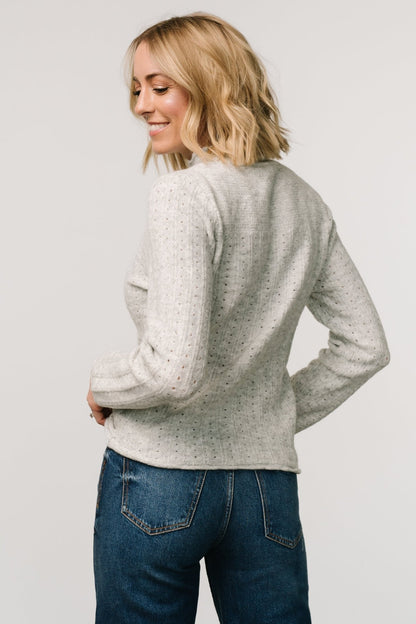 Avice Pointelle Sweater | Light Gray - Baltic Born