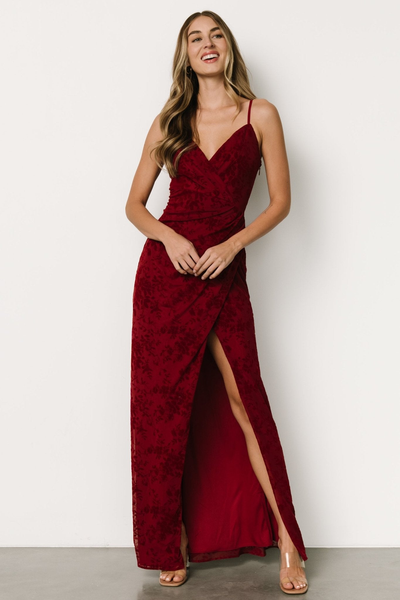 Ayesha Fitted Gown | Burgundy - Baltic Born