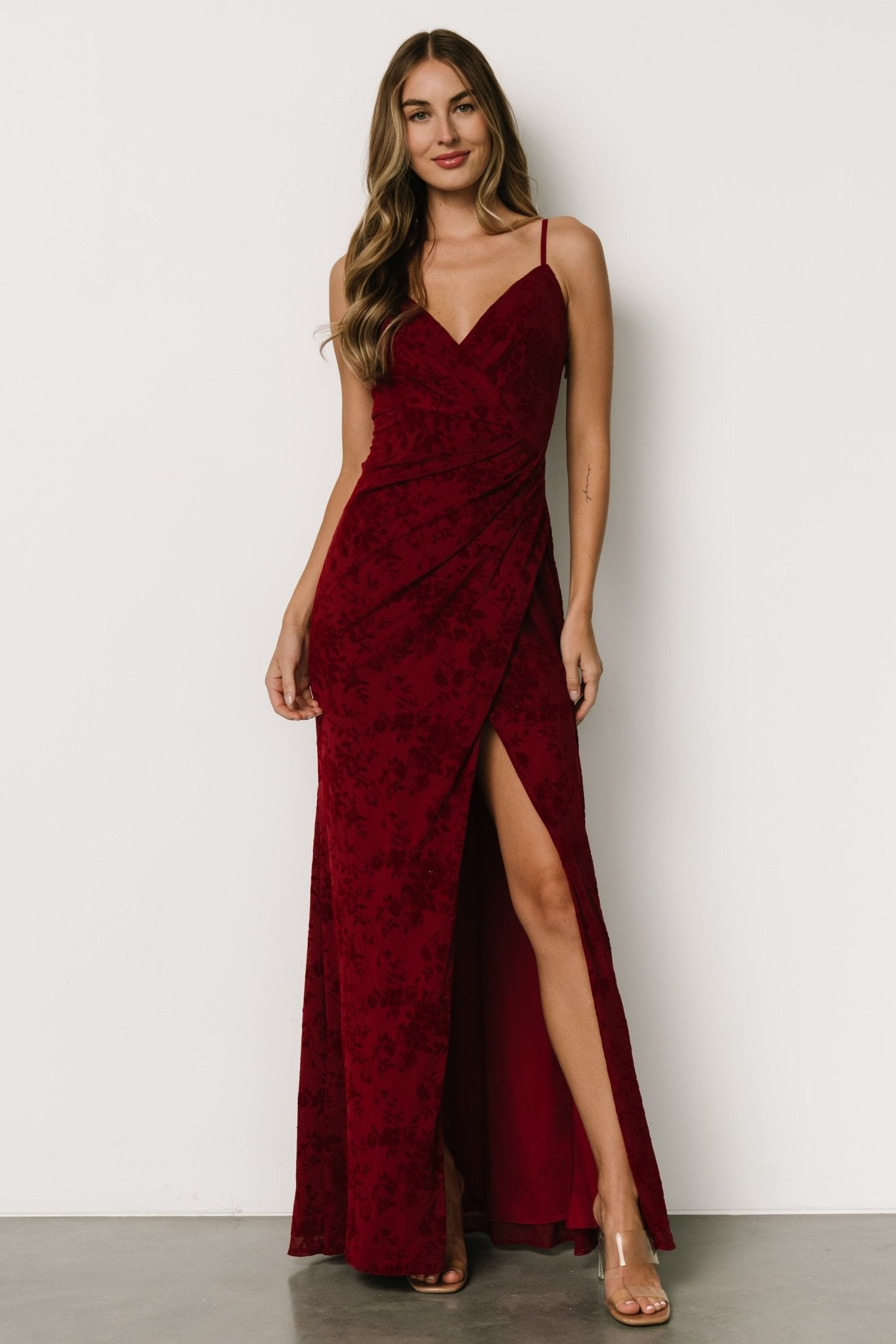 Ayesha Fitted Gown | Burgundy - Baltic Born