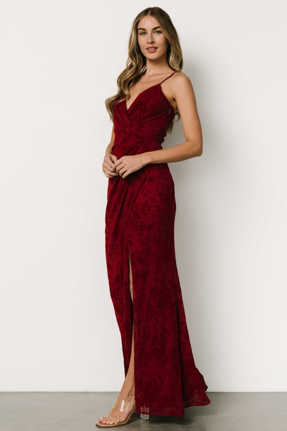 Ayesha Fitted Gown | Burgundy - Baltic Born