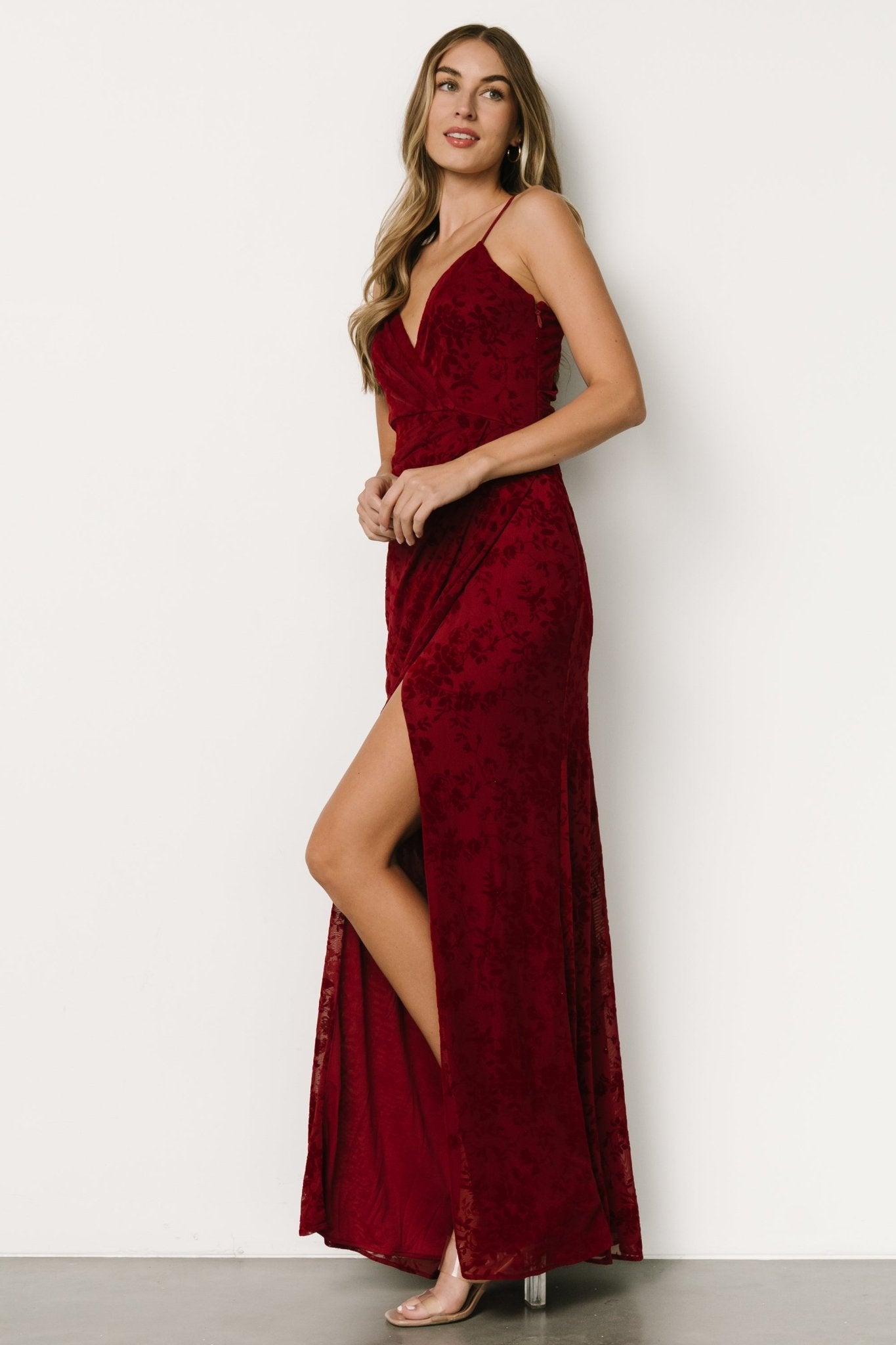 Ayesha Fitted Gown | Burgundy - Baltic Born