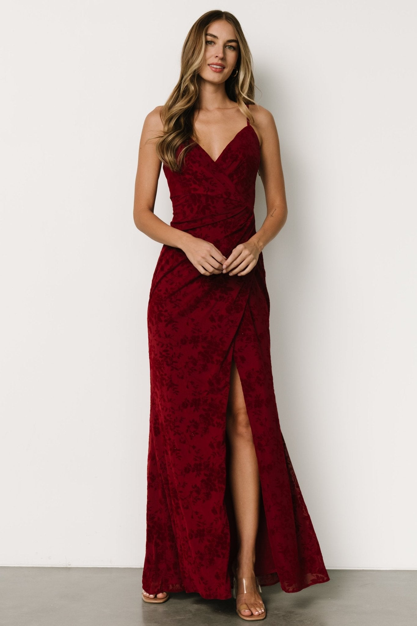 Ayesha Fitted Gown | Burgundy - Baltic Born