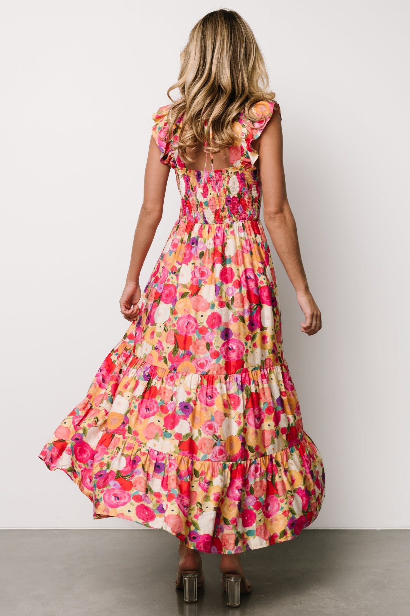 Ayla Tiered Maxi Dress | Pink Multi Floral - Baltic Born