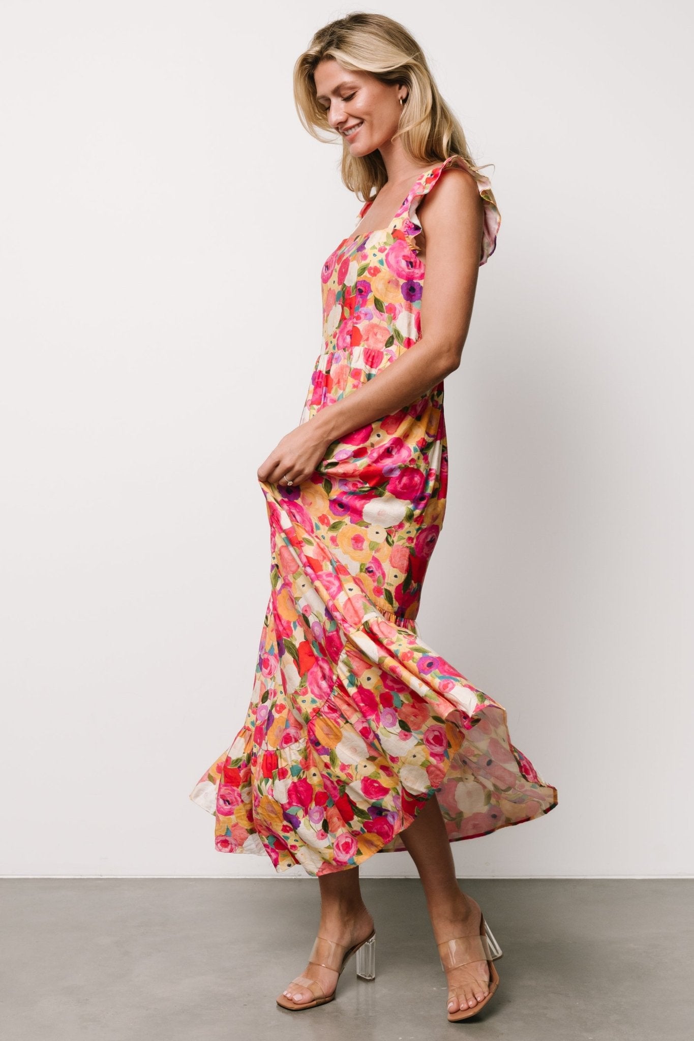 Ayla Tiered Maxi Dress | Pink Multi Floral - Baltic Born