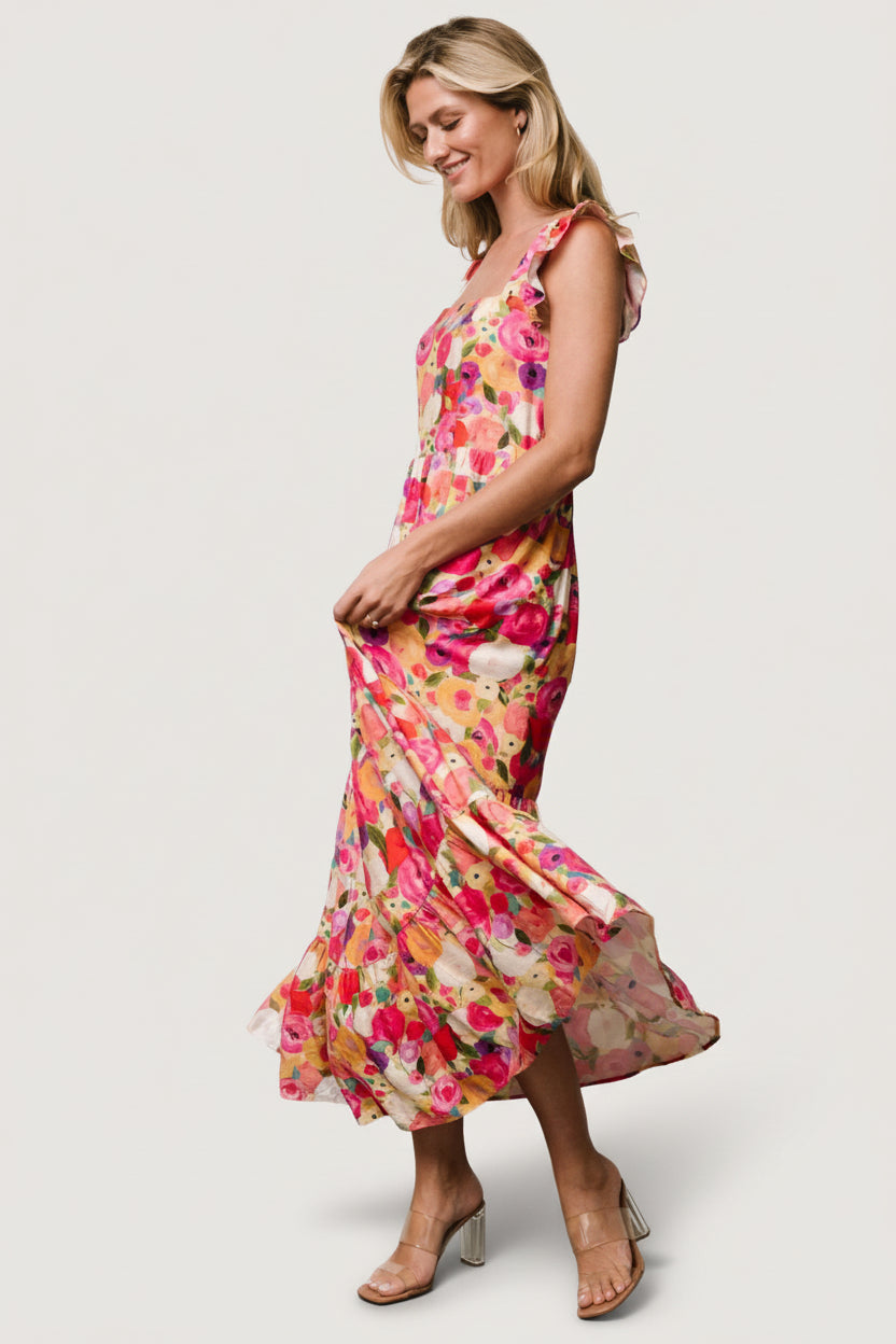 Baltic Born Womens Ayla Tiered Maxi Dress | Pink Multi Floral | Size: 1XL Baltic Born Womens Ayla Tiered Maxi Dress | Pink Multi Floral | Size: 1XL