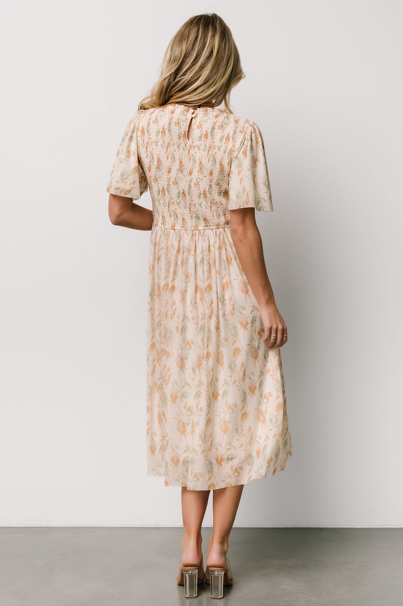 Bailey Smocked Midi Dress | Ivory + Golden Floral - Baltic Born