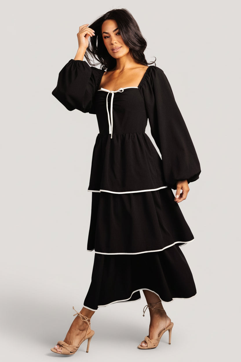 Baltic Born Womens Barcelona Tiered Dress | Black