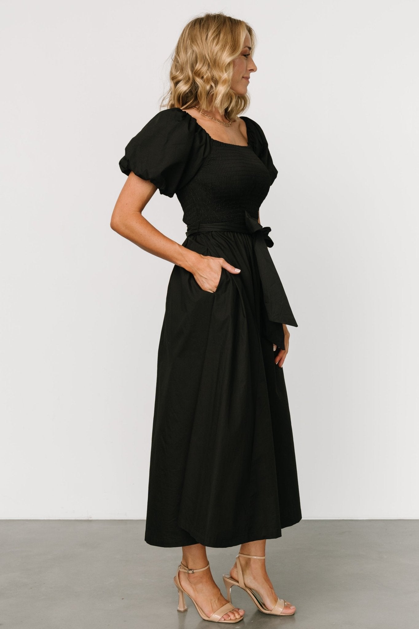 Bardot Midi Dress | Black - Baltic Born