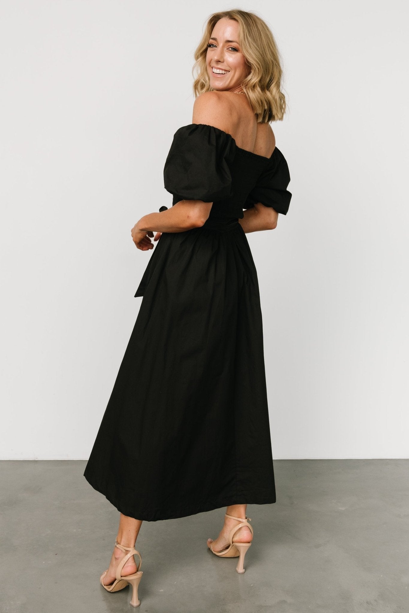 Bardot Midi Dress | Black - Baltic Born