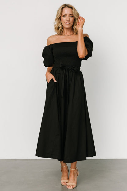 Bardot Midi Dress | Black - Baltic Born