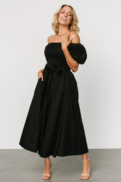 Bardot Midi Dress | Black - Baltic Born