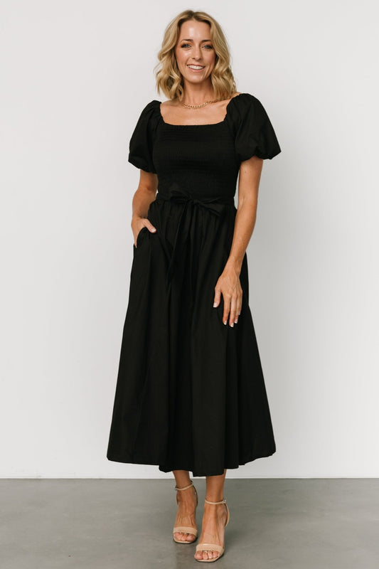 Bardot Midi Dress | Black - Baltic Born