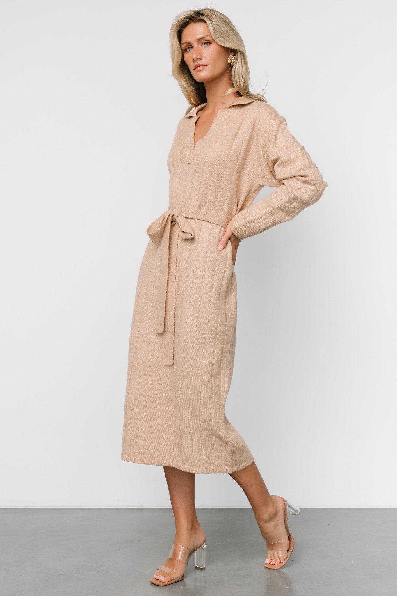 Barrie Sweater Dress | Light Tan - Baltic Born