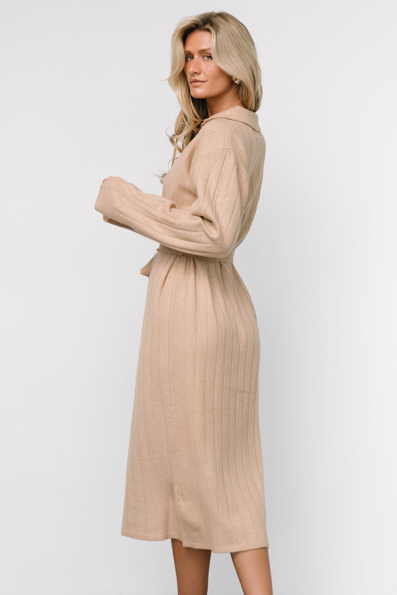 Barrie Sweater Dress | Light Tan - Baltic Born