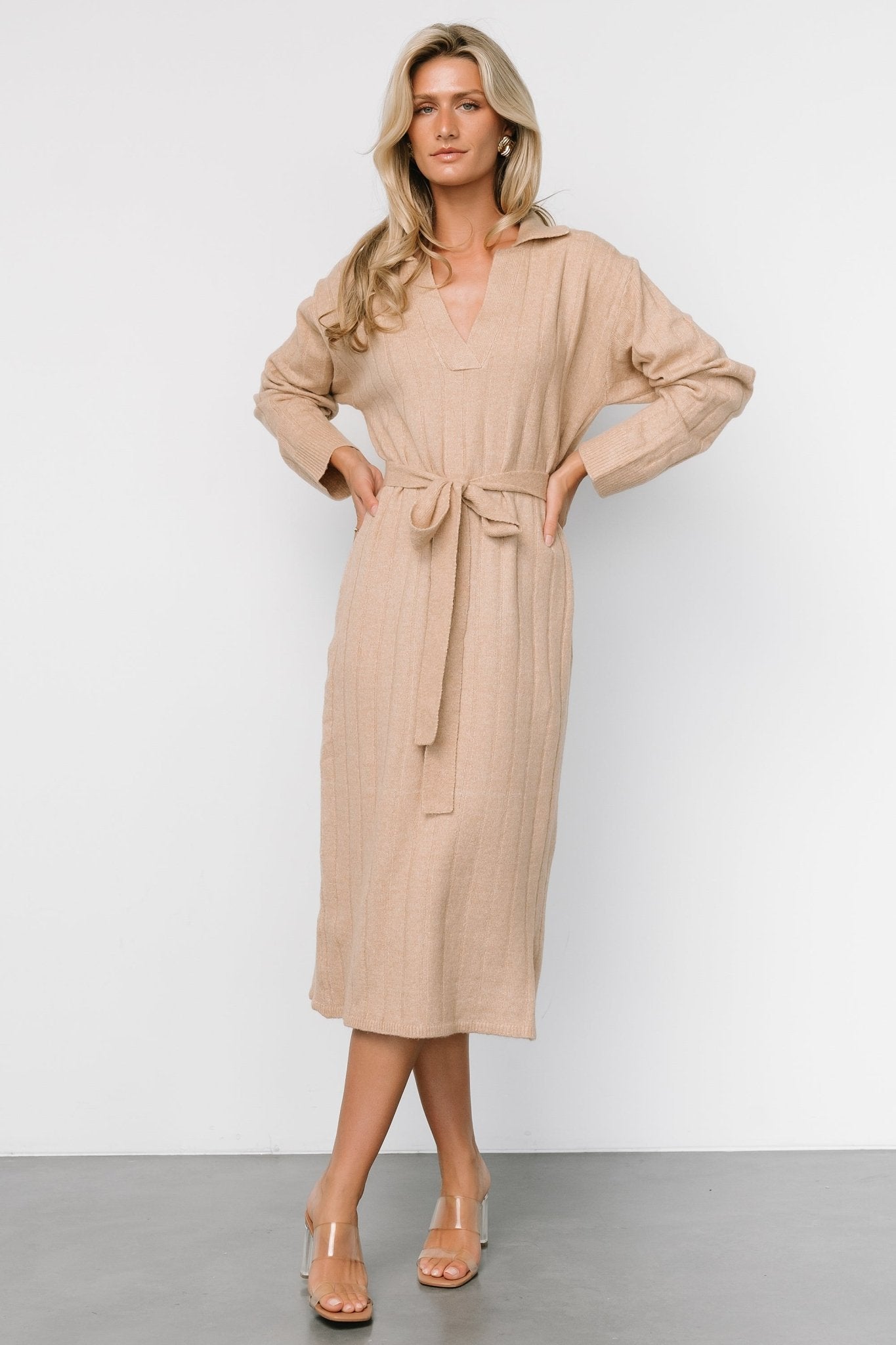 Barrie Sweater Dress | Light Tan - Baltic Born