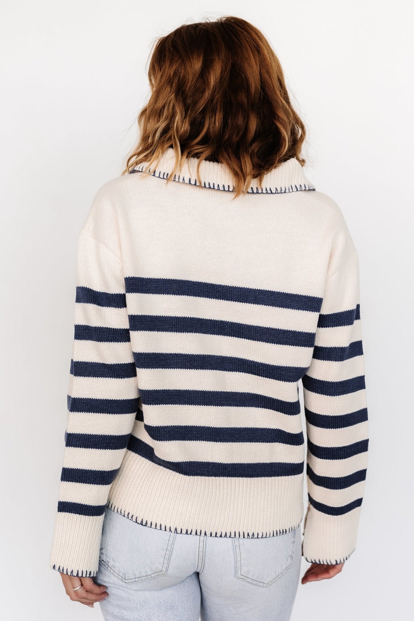 Bastian Striped Sweater | Cream + Navy - Baltic Born