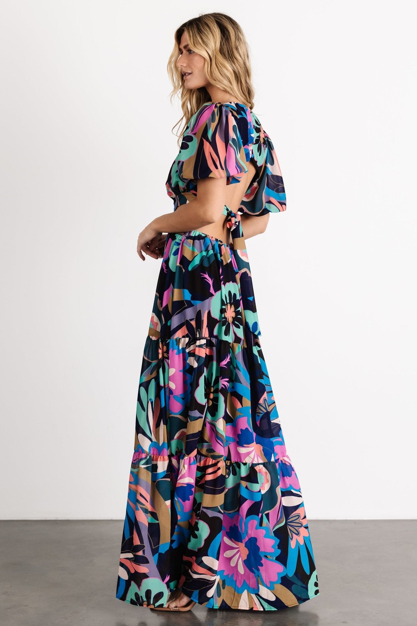 Bastina Open Back Maxi Dress | Black Print - Baltic Born