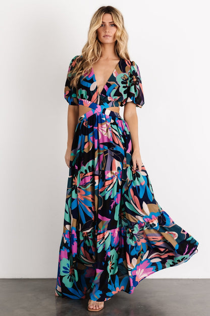 Bastina Open Back Maxi Dress | Black Print - Baltic Born