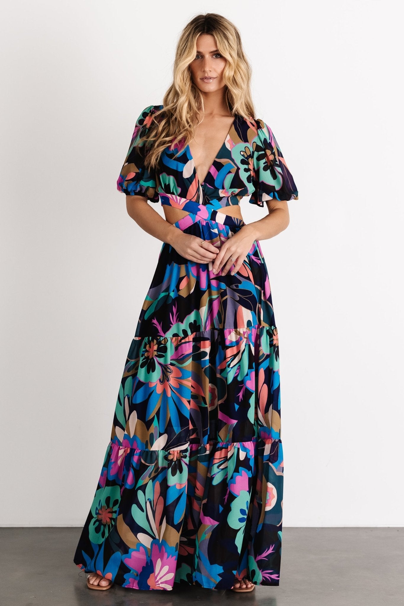 Bastina Open Back Maxi Dress | Black Print - Baltic Born