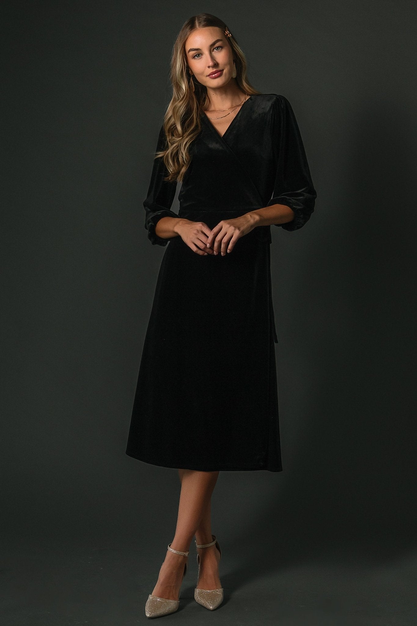 Beckinsale Velvet Wrap Dress | Black - Baltic Born