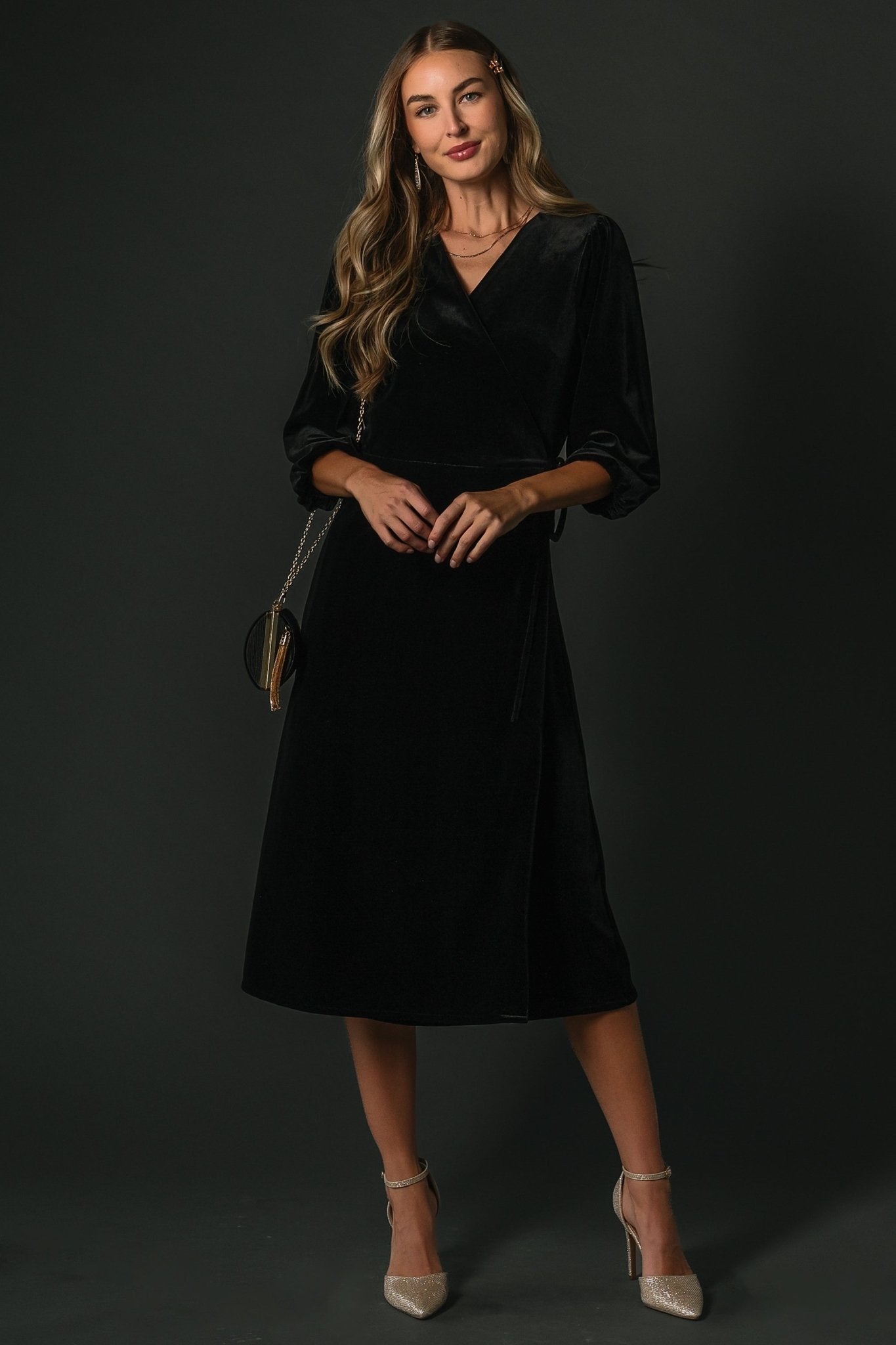 Beckinsale Velvet Wrap Dress | Black - Baltic Born