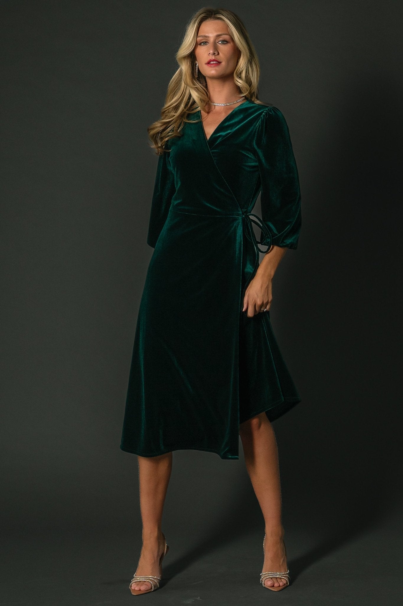 Beckinsale Velvet Wrap Dress | Dark Green - Baltic Born