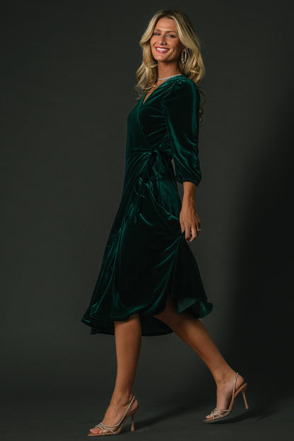 Beckinsale Velvet Wrap Dress | Dark Green - Baltic Born