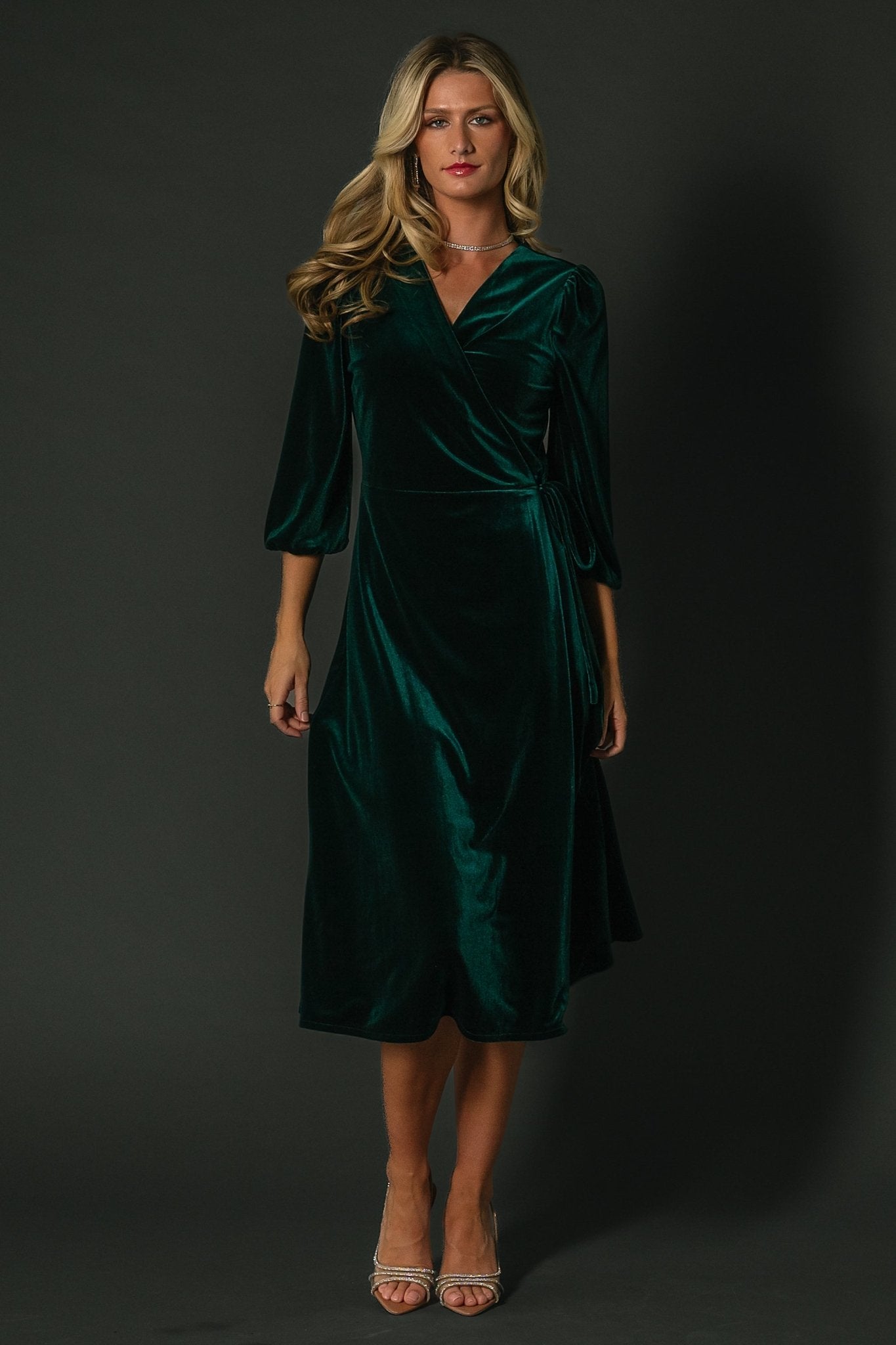 Beckinsale Velvet Wrap Dress | Dark Green - Baltic Born