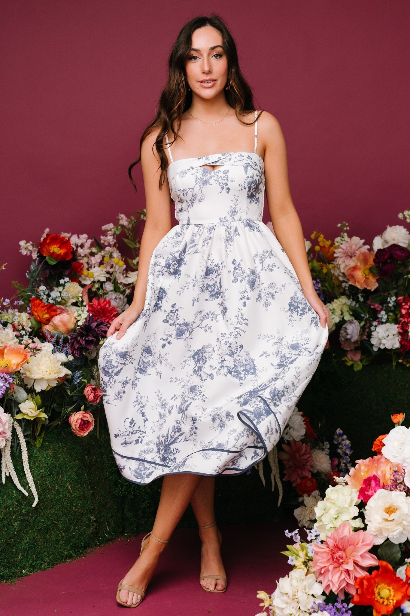 Baltic Born Womens Bellagio Midi Dress | Slate Floral